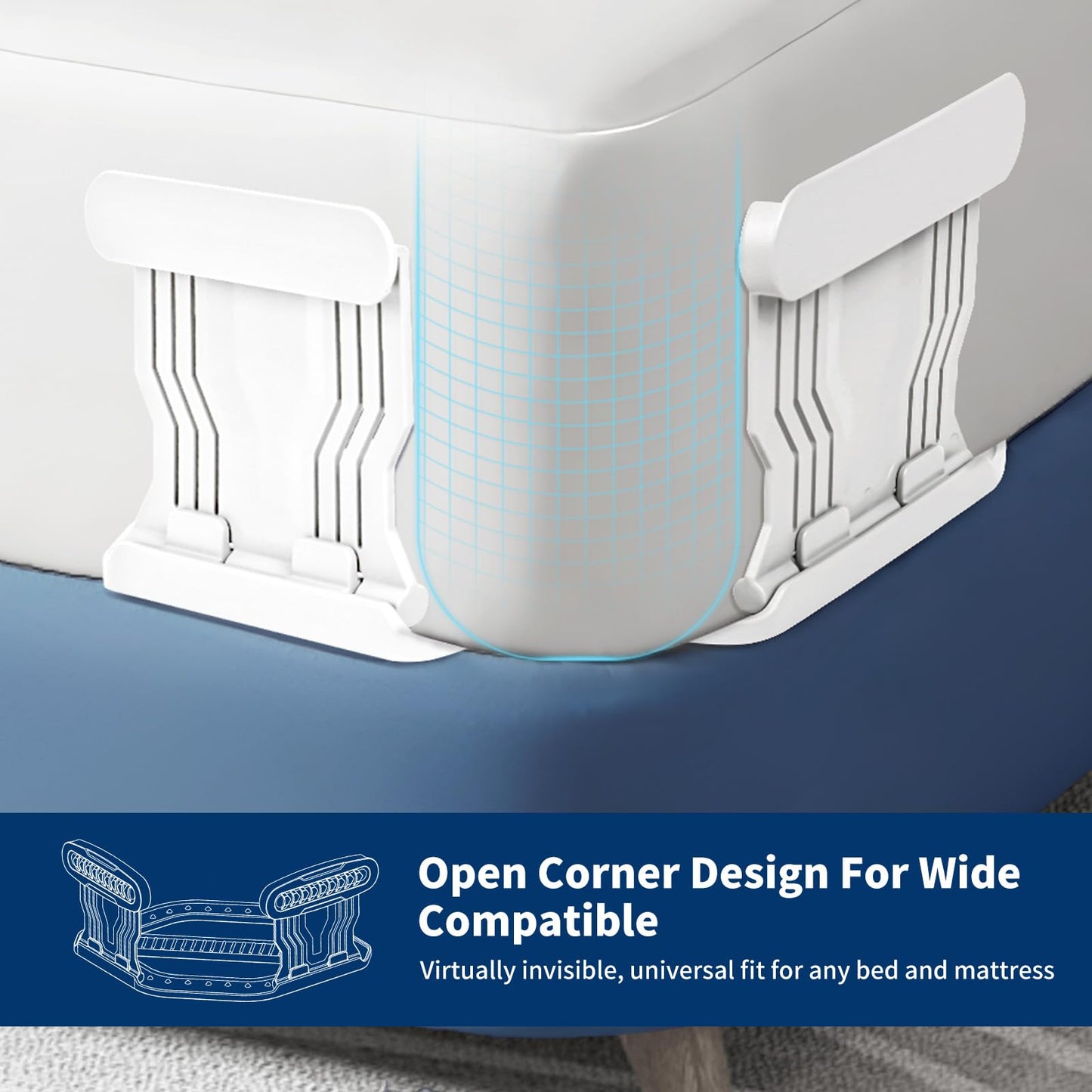 AMOVO Bed Sheet Holders for Corners Keep Sheets in Place Firmly - Foldable Fitted Sheet Holders Heavy Duty Sheet Locks Mattress Sheet Fasteners, Set of 4 Lock Sheet Clips (White) 🍁 All In One Marketplace Canada