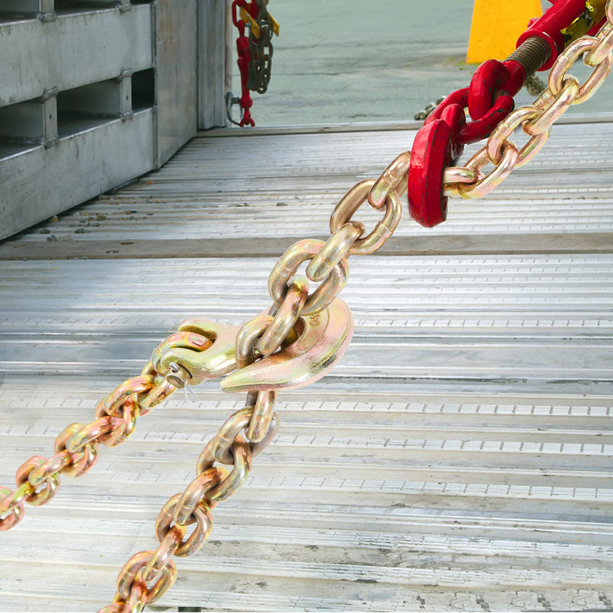 VEVOR Transport Binder Chain, 7100 lbs Working Load Limit, 3/8'' x 20' G80 Tow Chain Tie Down with Grab Hooks, DOT Certified, Galvanized Coating Manganese Steel for Dock Factory Construction Site 🍁 All In One Marketplace Canada