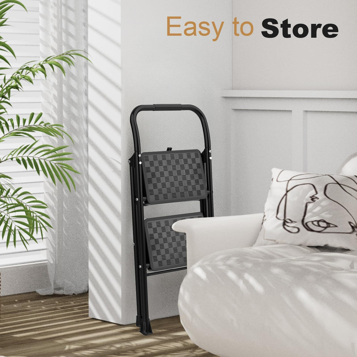 HBTower Step Ladder, 2 Step Stool for Adults, 2 Step Ladder Folding Step Stool with Cushioned Handle, 330 lbs/150 kg Capacity, 2 Step Ladder with Wide Anti-Slip Pedal Ergonomic Design 🍁 All In One Marketplace Canada