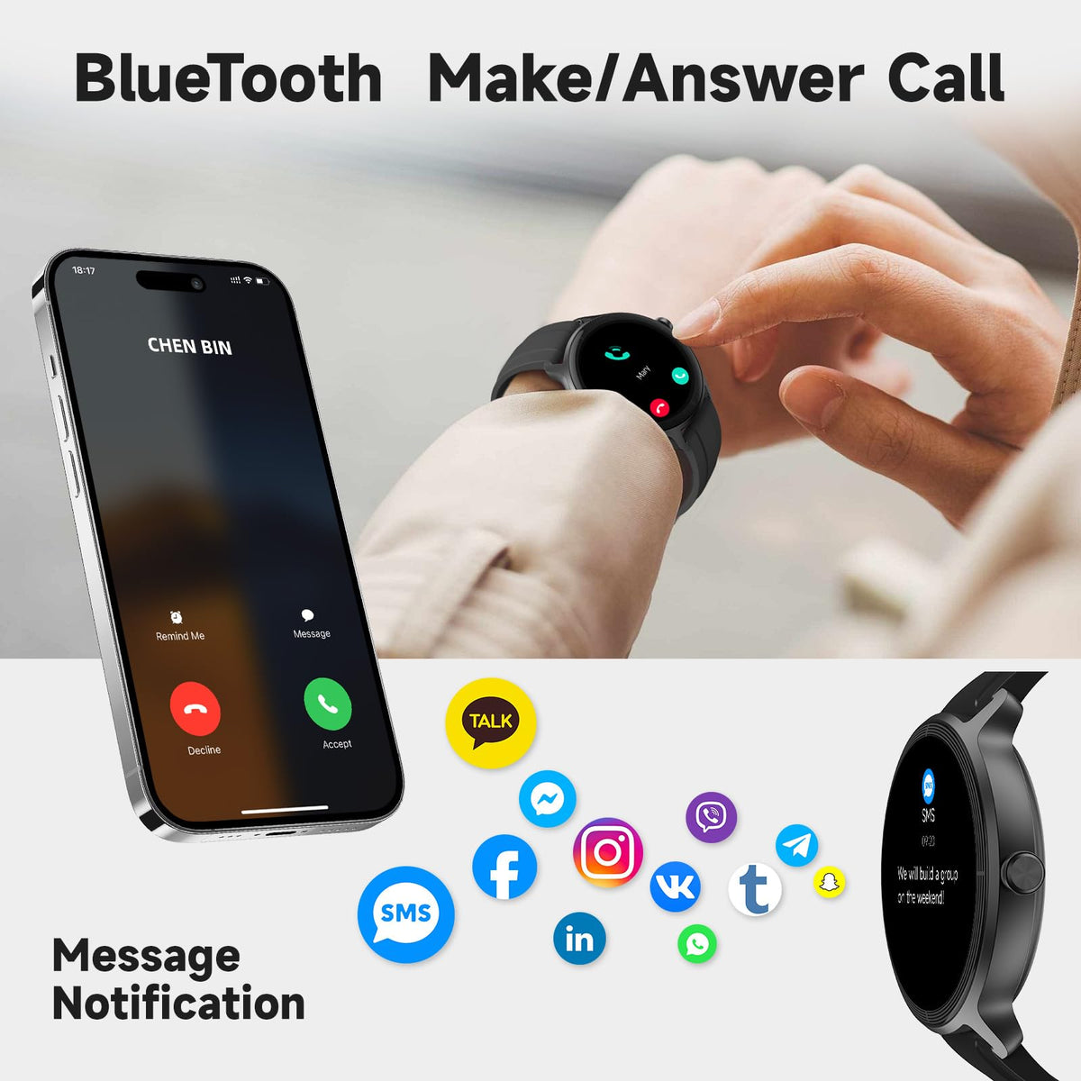 Smart Watch for Men Women, Bluetooth Calling, 1.27" HD Touchscreen Fitness Tracker, 100+ Sports Modes, AI Built-in, Heart Rate/Sleep/Step/SpO2 Monitor, IP68 Waterproof, Smartwatch for Android iPhone 🍁 All In One Marketplace Canada