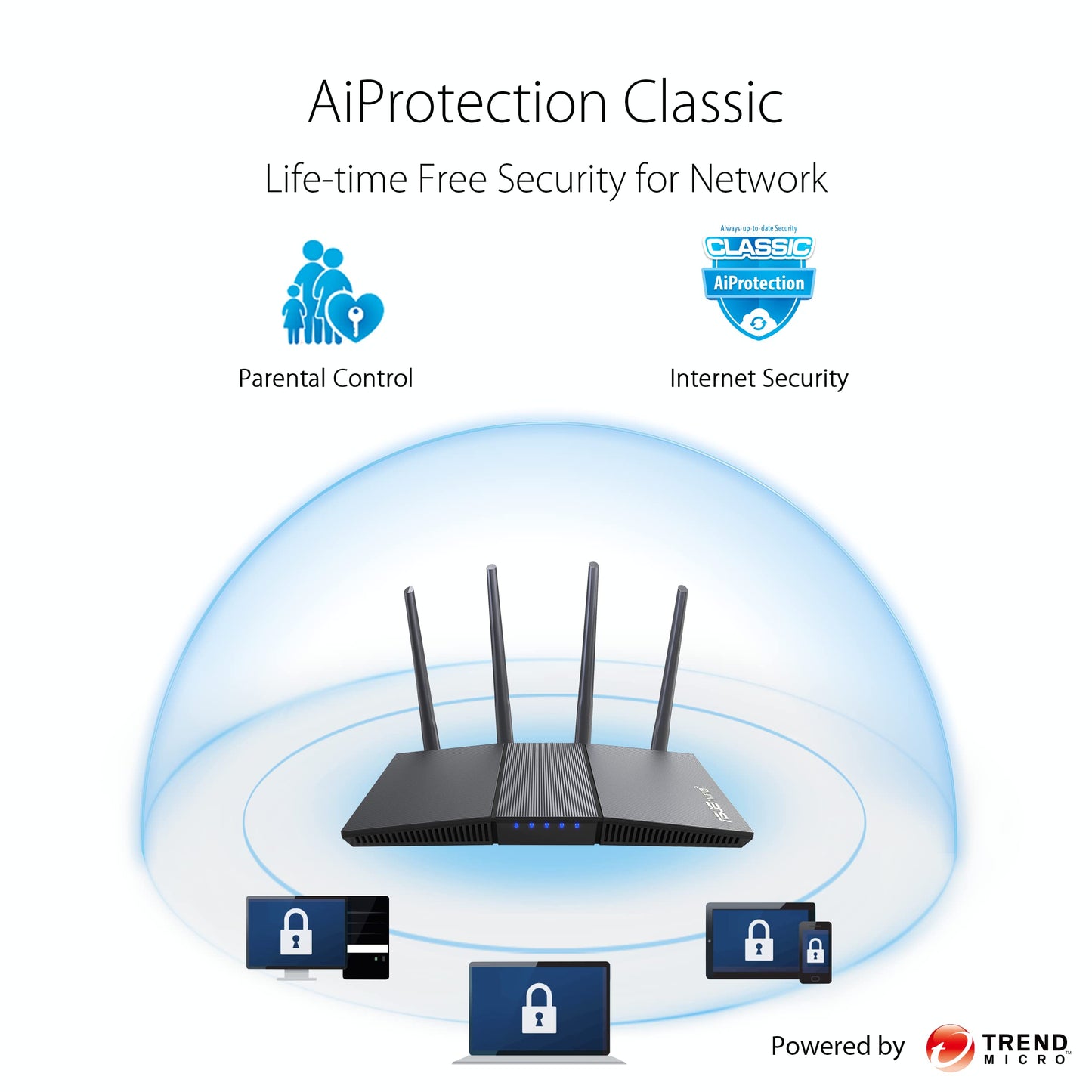 ASUS RT-AX1800S Dual Band WiFi 6 Extendable Router, Subscription-Free Network Security, Parental Control, Built-in VPN, AiMesh Compatible, Gaming & Streaming, Smart Home 🍁 All In One Marketplace Canada