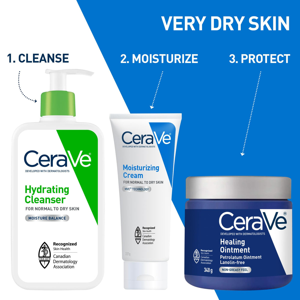 CeraVe Healing Ointment, Moisturizing Petrolatum Skin Protectant for Dry Skin with Hyaluronic Acid and Ceramides, Multi-Purpose Face, Body & Lip Balm, Lanolin-Free & Fragrance-Free, 340g 🍁 All In One Marketplace Canada