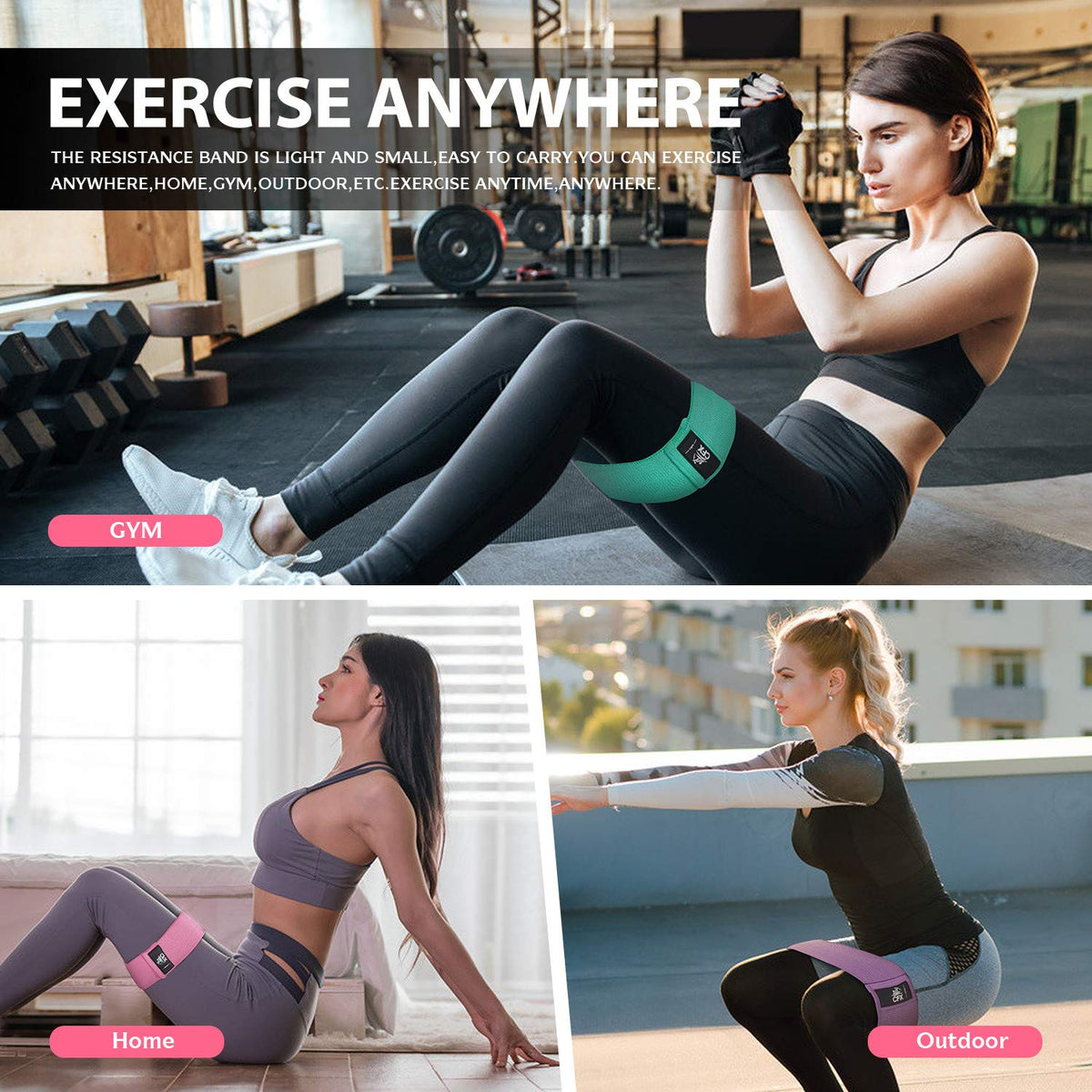 CFX Resistance Bands 3 Sets, Premium Exercise Loops with Non-Slip Design for Hips & Glutes, 3 Resistance Level Workout Booty Bands for Women and Men 🍁 All In One Marketplace Canada