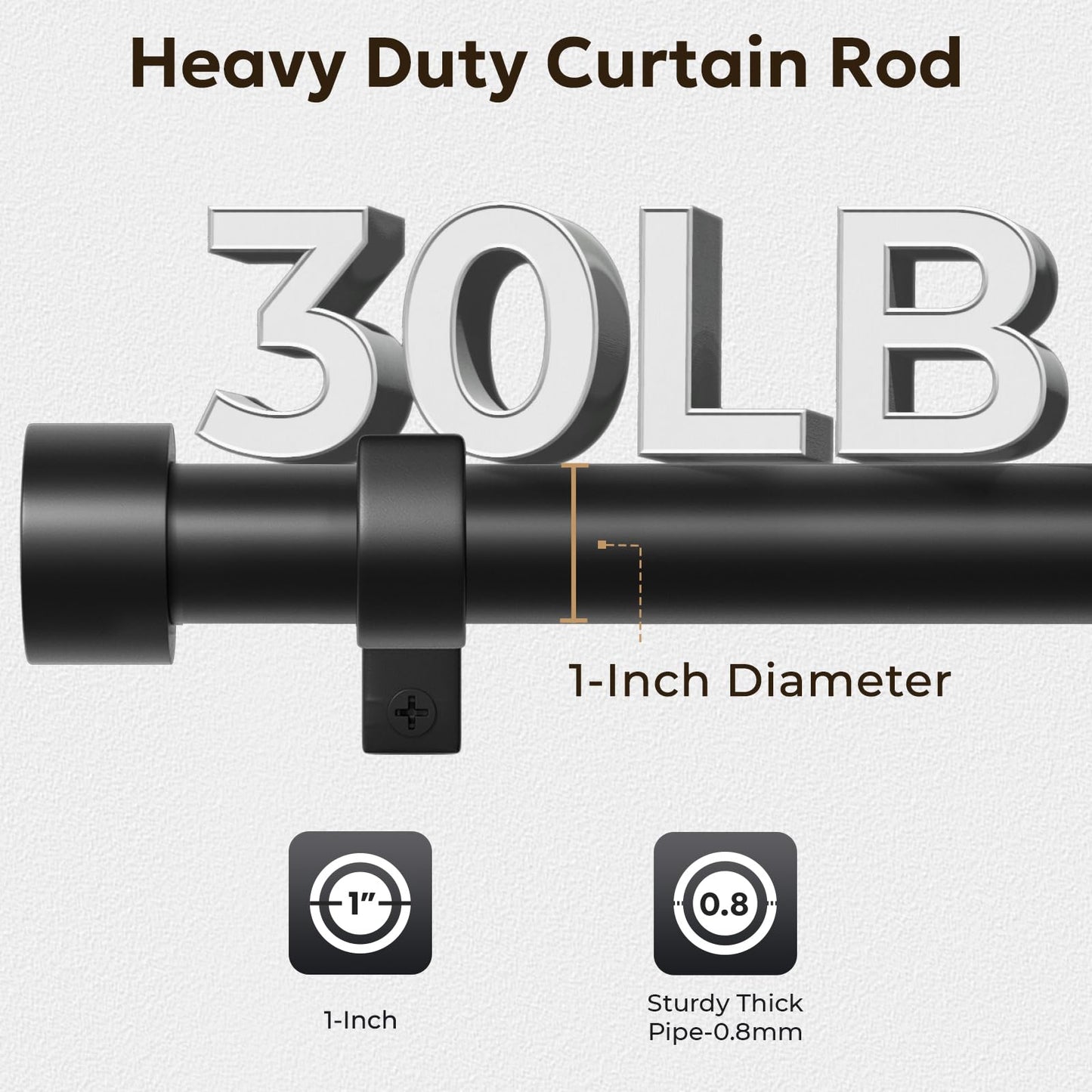 Zeerobee Curtain Rods for Windows 48 to 84, 1 Inch Black Heavy Duty Drapery Rods with Adjustable Length, Outdoor Modern Curtain Pole with Simple End Caps, 32"-86", Black 🍁 All In One Marketplace Canada