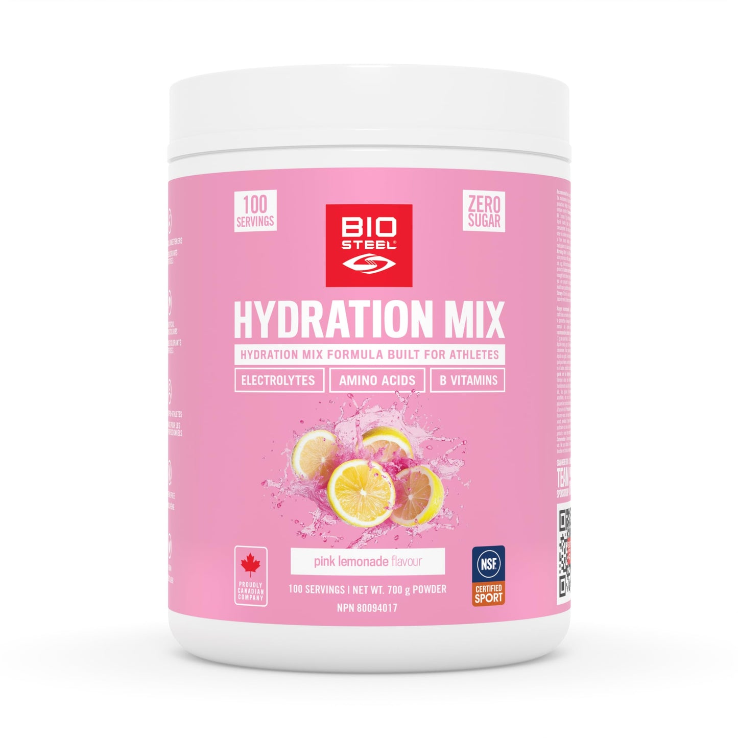 BioSteel Electrolyte Hydration Mix Powder, Zero Sugar, No Artificial Flavours, Pink Lemonade, 100 Serving Container 🍁 All In One Marketplace Canada