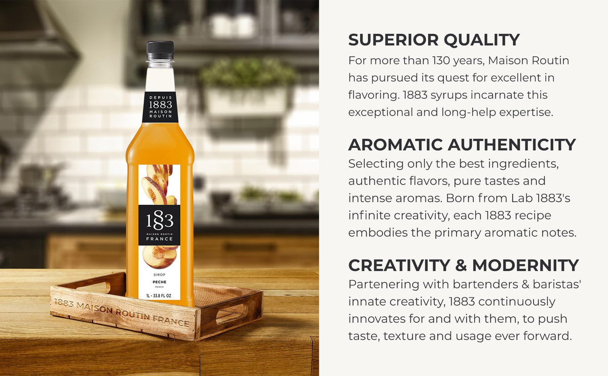 Maison Routin 1883 Peach Syrup, Pet Bottle 1000 Milliliter 🍁 All In One Marketplace Canada