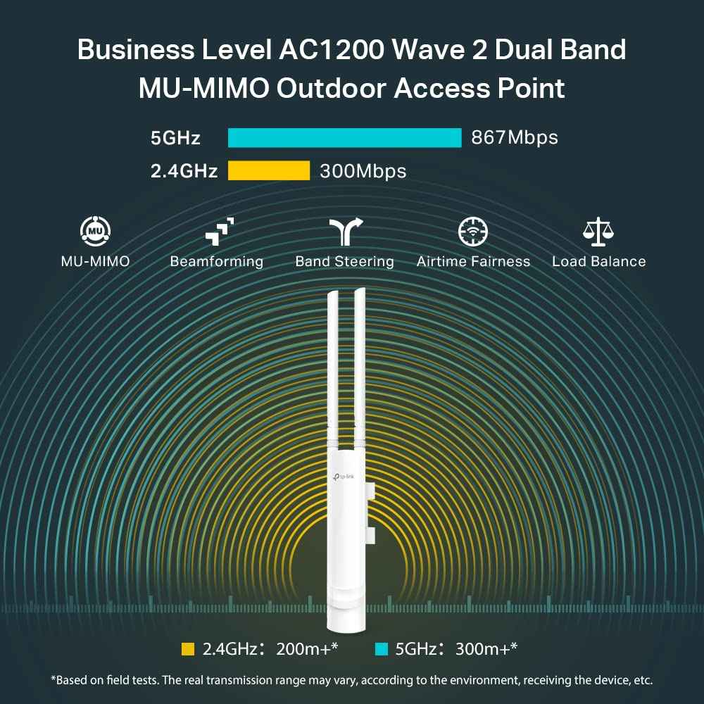 TP-Link EAP225-Outdoor | Omada AC1200 Wireless Gigabit Outdoor Access Point | Business WiFi Solution w/ Mesh Support, Seamless Roaming & MU-MIMO | PoE Powered | SDN Integrated | Cloud Access & App White 🍁 All In One Marketplace Canada