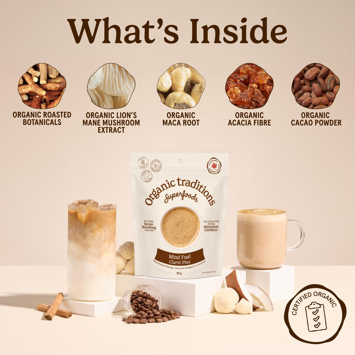 Organic Traditions Mind Fue Mushroom Coffee Alternative, Instant Blend, 5oz 🍁 All In One Marketplace Canada