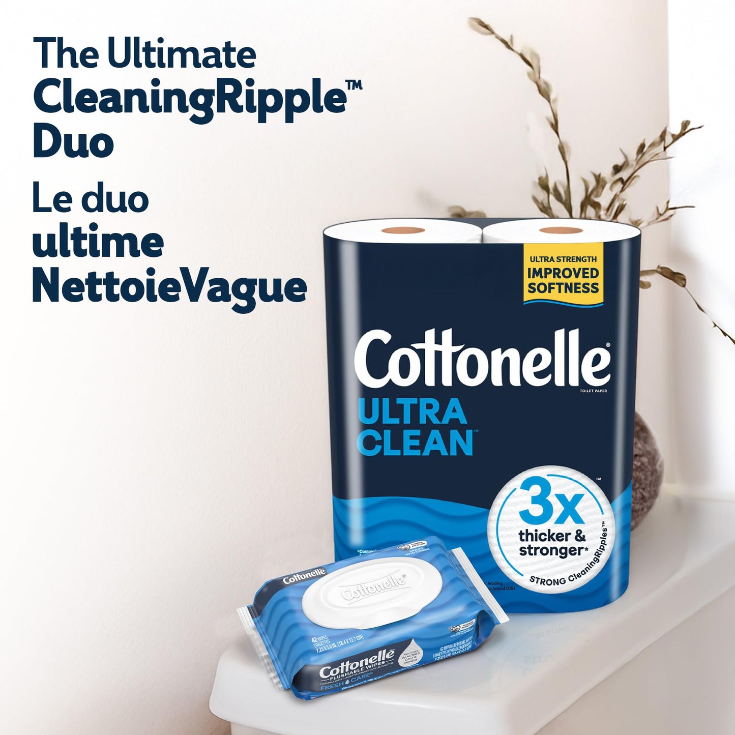 Cottonelle Toilet Paper, 24 Family Mega Rolls = 132 Regular Rolls (4 Packs of 6), Ultra Clean, Strong Bathroom Tissue, 353 Sheets per Roll, Packaging May Vary 🍁 All In One Marketplace Canada