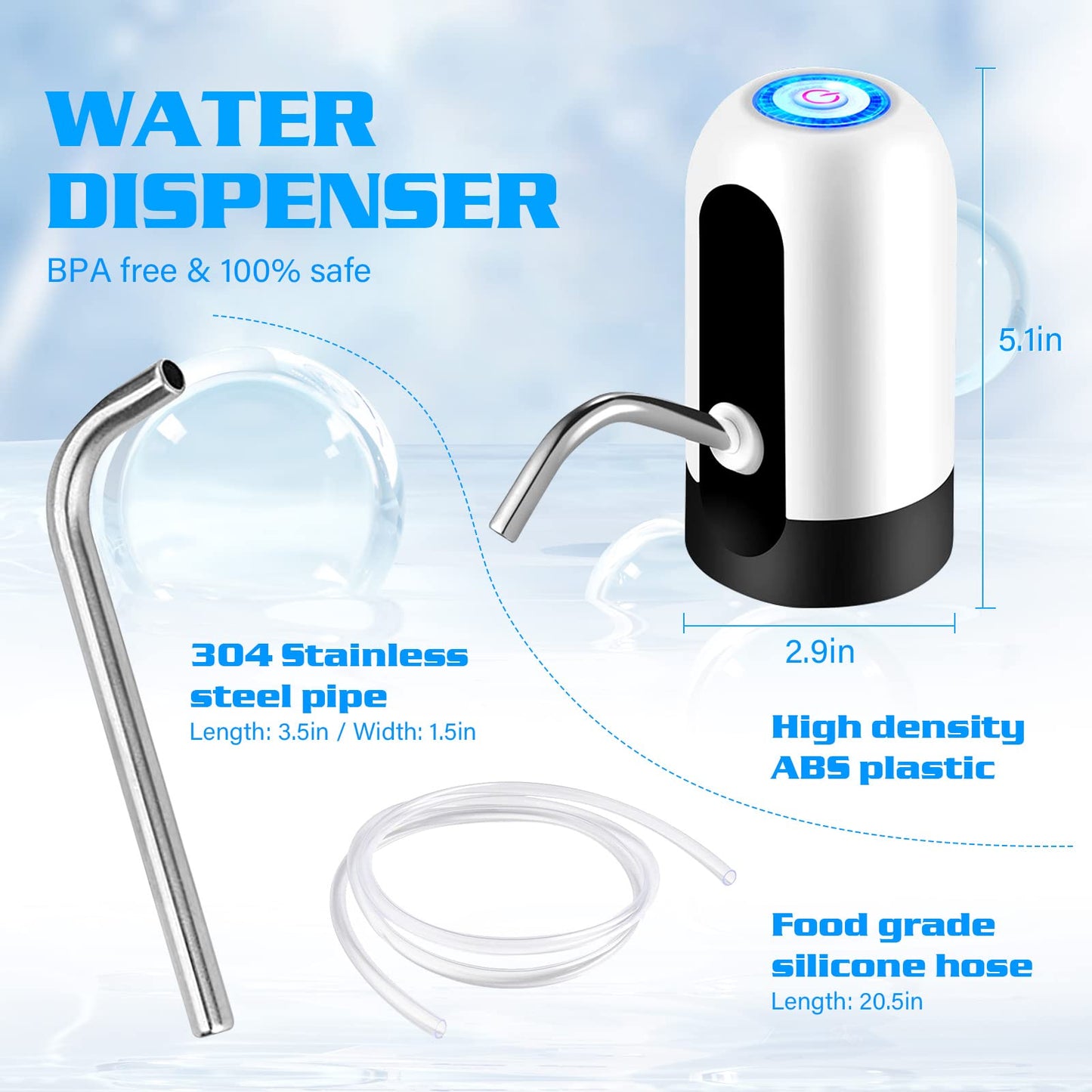 GetKen Water Dispenser & Water Table Pump for 5 Gallon Bottle, Rechargeable 🍁 All In One Marketplace Canada