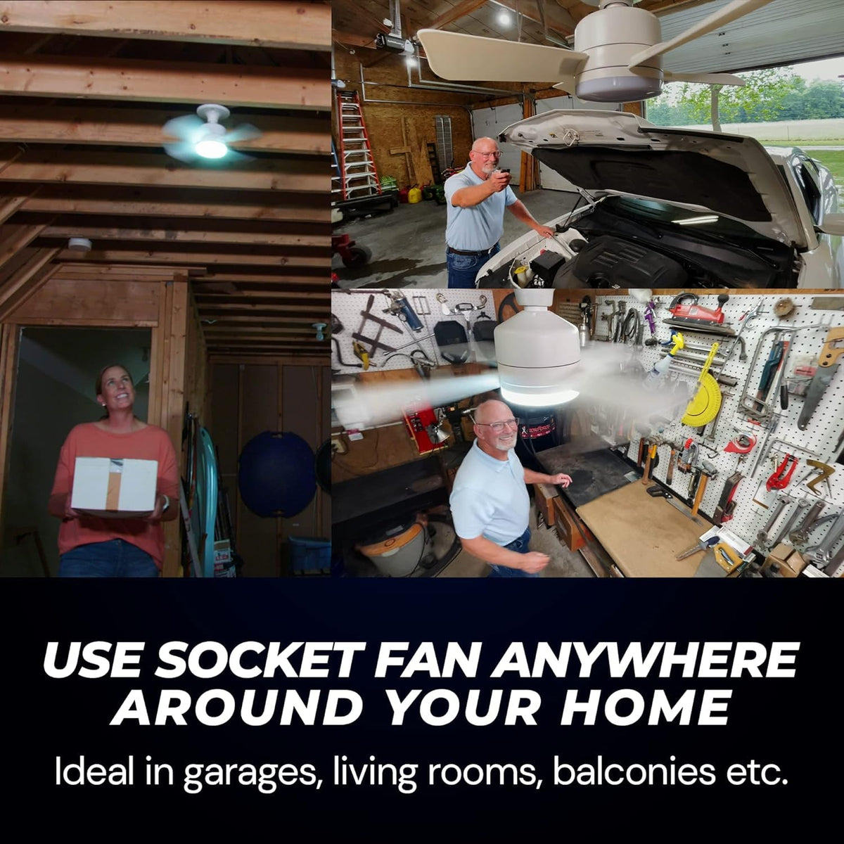 Socket Fan Light AS SEEN ON TV – Ceiling Fan with Lights and Remote, Ceiling Fan with Lights for Bedroom, Ventilateur Plafond, Screws into Light Socket, Ceiling Fans with 3 Light/Fan Modes 🍁 All In One Marketplace Canada
