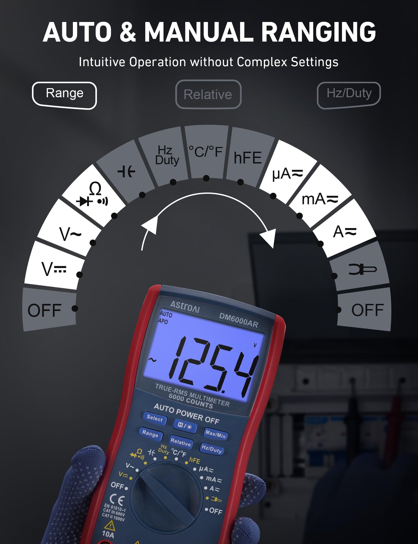 AstroAI Digital Multimeter 6000, Multi Meter - Measures Voltage, Current, Resistance, Continuity, Capacitance, Diode, Temperature – Voltmeter with Backlit LCD, Data Hold, Safety Rated CAT III, Blue 🍁 All In One Marketplace Canada