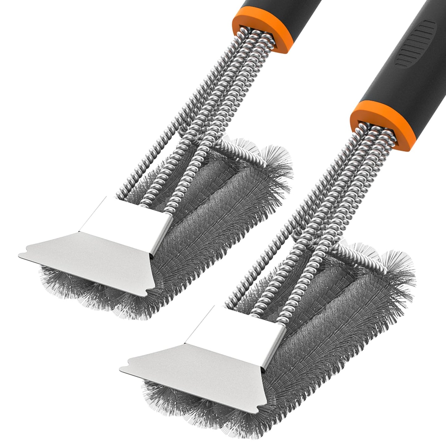 Fixmend 2 Pack BBQ Grill Brush, 15" BBQ Brushes for Grill, Rust-Proof Stainless Steel BBQ Cleaning Brush with Scraper, Ideal BBQ Accessories for Most Gas, Smoker, Porcelain Grill, Easily Clean Stains 🍁 All In One Marketplace Canada