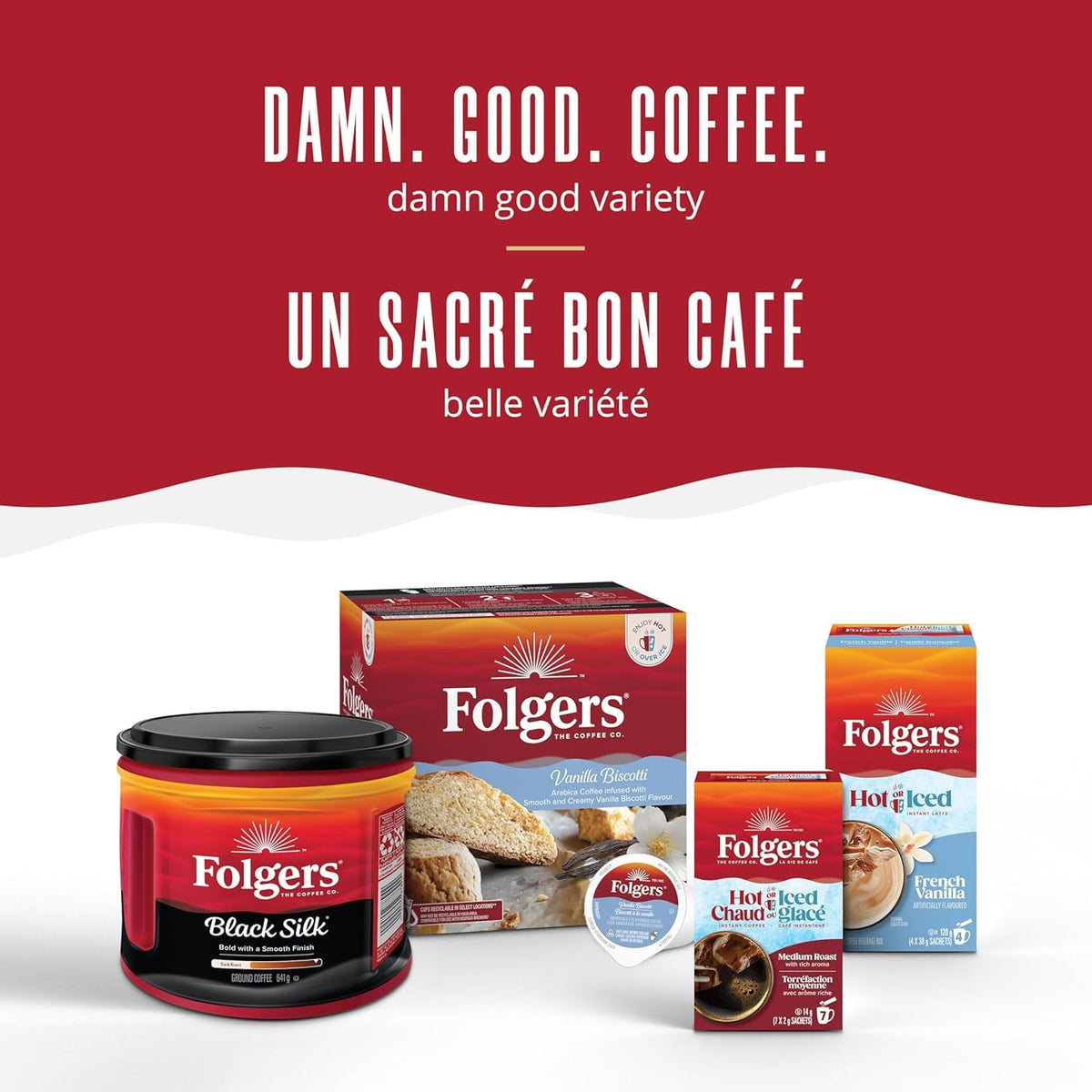 Folgers Vanilla Biscotti Flavoured Light Roast Coffee Pods, Single Serve One Cup Pods made with Arabica Beans for Hot or Iced Drinks, 30 Count (Pack of 1) 🍁 All In One Marketplace Canada