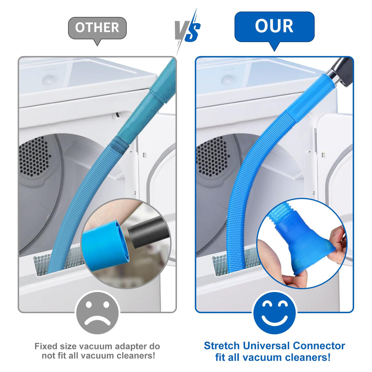 Sealegend 1 Piece Dryer Vent Cleaning Kit, Dryer Vent Cleaner Dryer Lint Vacuum Attachment with Stretch Connector Compatible with All Vacuum Cleaner Vacuum Hose Lint Remover, Blue 31.5 Inch 🍁 All In One Marketplace Canada
