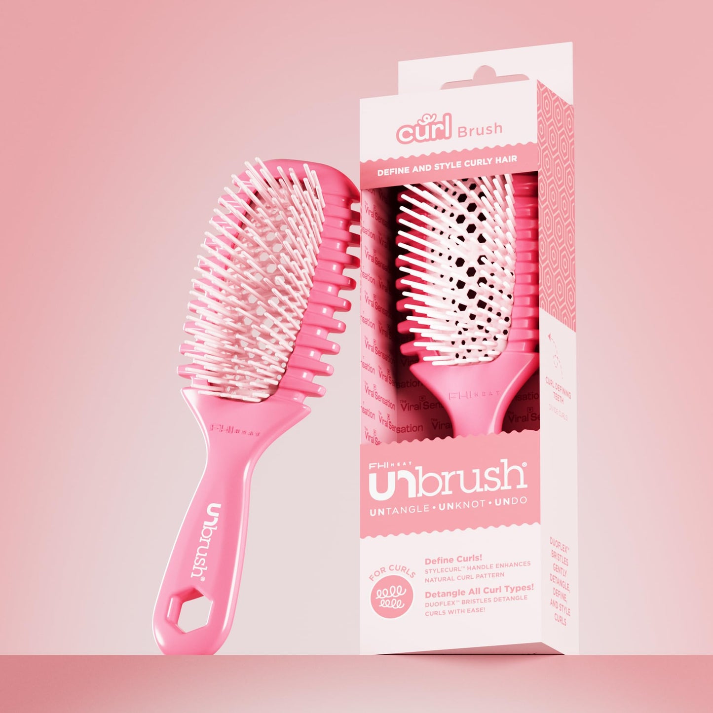 FHI Heat UNbrush Curl Defining Brush — Wavy, Coily, and Curly Hair Brush with DuoFlex Bristles & StyleCurl Handle — for Gentle Detangling & Faster Styling on Wet Hair - Coral Rose 🍁 All In One Marketplace Canada