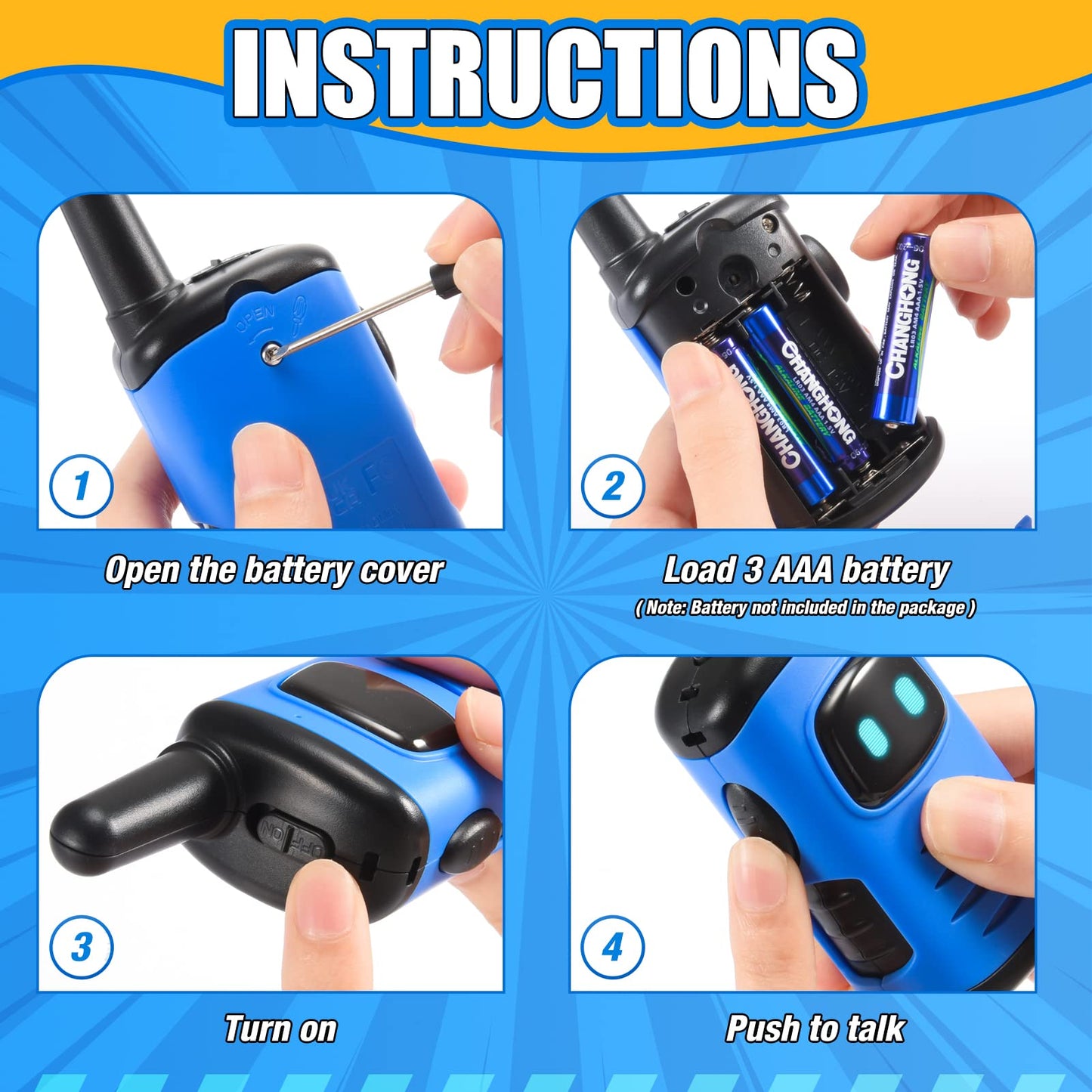 Walkie Talkies for Kids, Exssary Toys for 3-6 Year Old Boys Outdoor Toys for Kids 3-5 Walkie Talkie 3 4 5 6 Year Old Boy Gifts Hiking Camping Toy Easter Christmas Birthday Gifts for Boy Blue 🍁 All In One Marketplace Canada