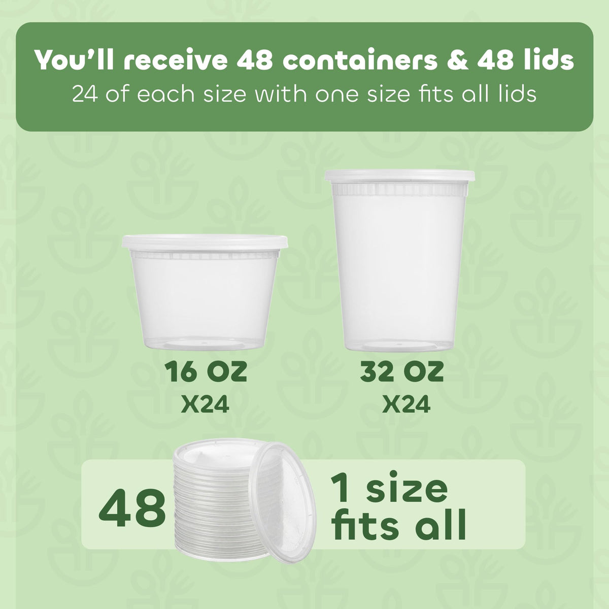 Deli Food Containers with Lids - (48 Sets) 24-32 Oz Quart Size & 24-16 Oz Pint Size Airtight Food Storage Takeout Meal Prep Containers with 54 Lids, BPA-Free, Dishwasher, Microwave Safe 🍁 All In One Marketplace Canada