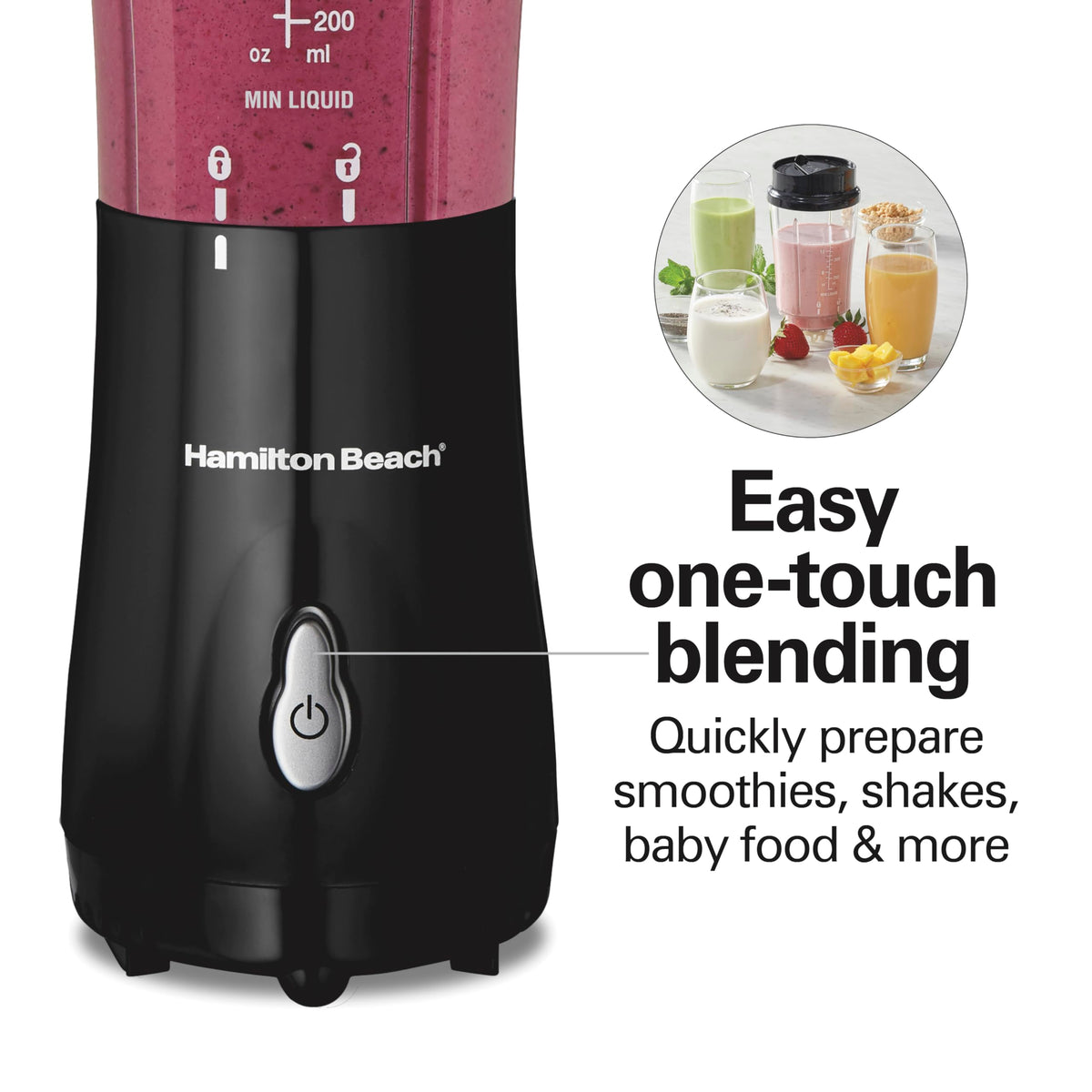 Hamilton Beach Personal Blender for Shakes and Smoothies with 14 Oz Travel Cup and Lid, Black (51101BC) 🍁 All In One Marketplace Canada
