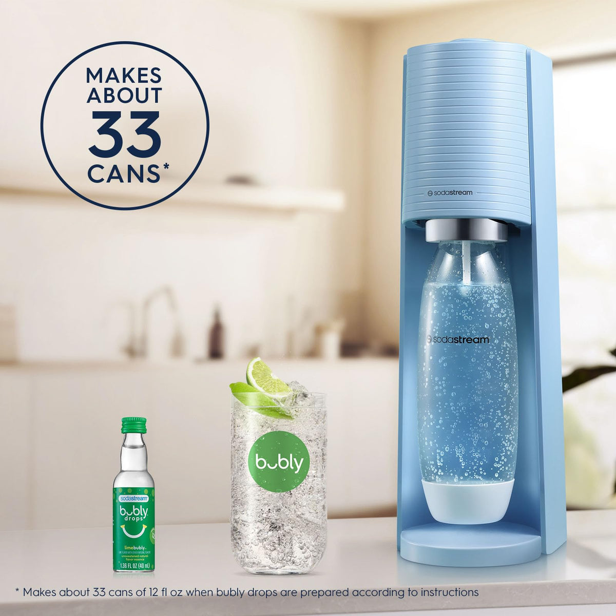 SodaStream Terra Sparkling Water Maker (Blue) with CO2 Cylinder, 1L Dishwasher Safe Bottle & Bubly Drink 🍁 All In One Marketplace Canada