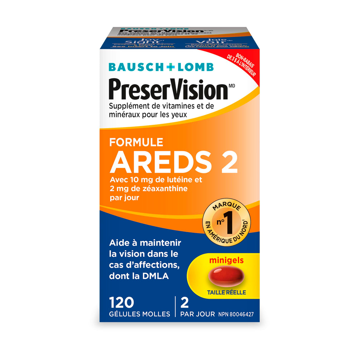 PreserVision AREDS 2 Eye Vitamin & Mineral Supplement, Contains Lutein, Vitamin C, Zeaxanthin, Zinc, Vitamin E, Eye Health Supplements for Adults, 120 Mini Soft Gels (packaging may vary) 🍁 All In One Marketplace Canada