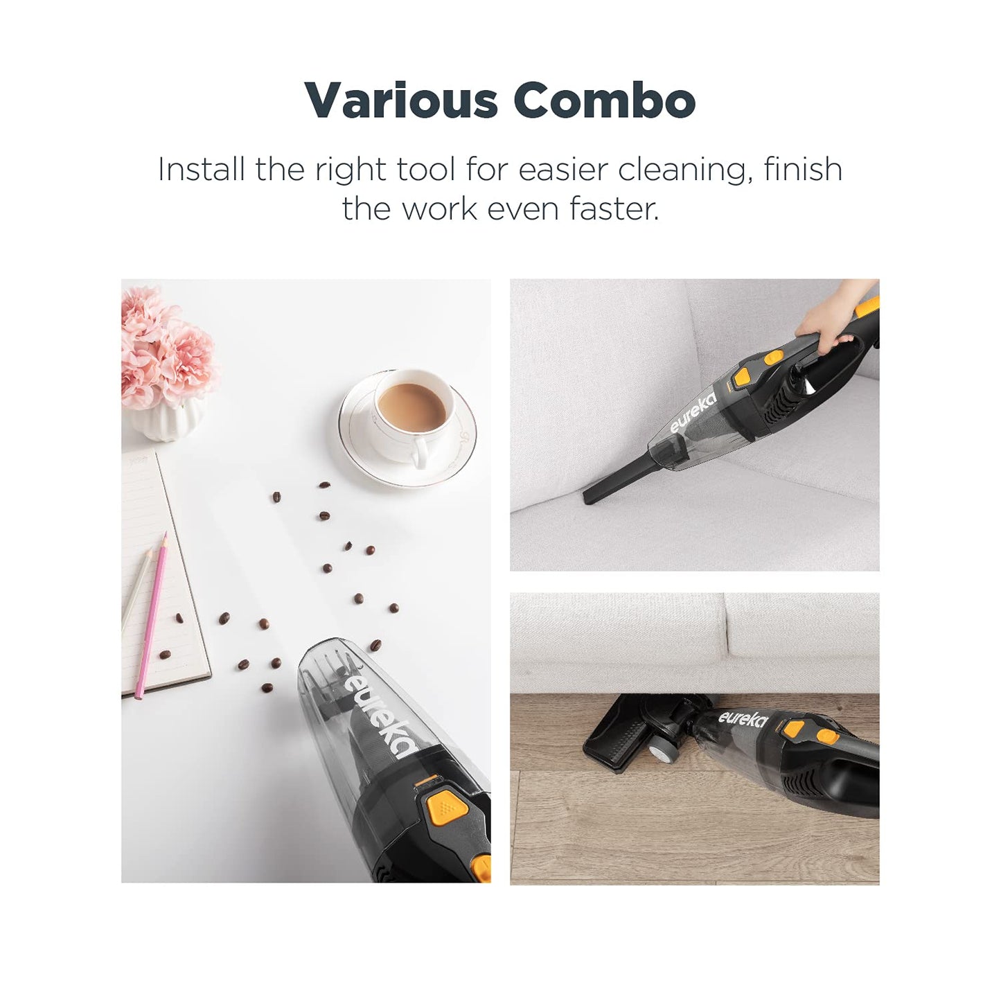 Eureka Home Lightweight Corded Stick Vacuum Cleaner, Powerful Suction Convenient Small Vacuum for Hard Floor, 3-in-1 Hand Vacuum, Blaze Black, NES212C 🍁 All In One Marketplace Canada