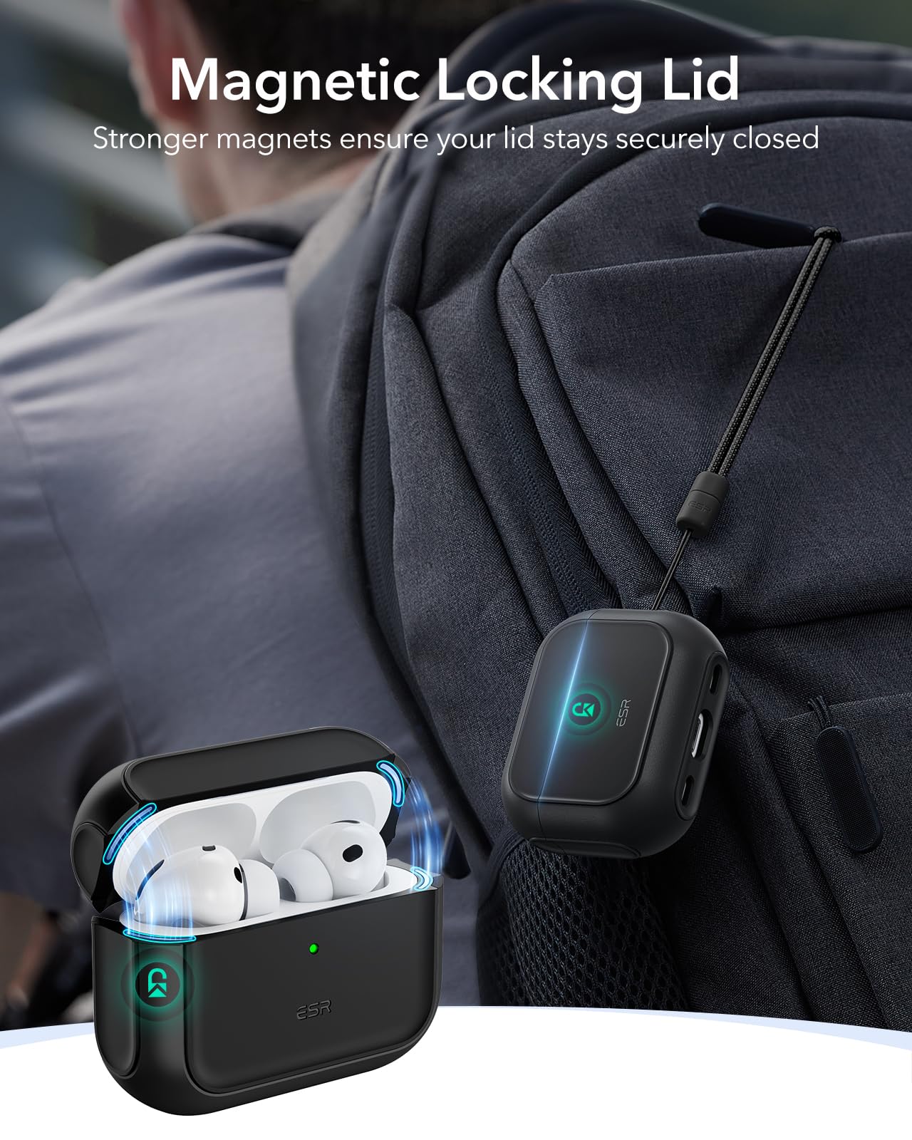 ESR for AirPods Pro 3 Case, Compatible with AirPods Pro Case 3rd Generation (2025), Compatible with MagSafe, Full Drop Protection Cover with Lanyard, Black 🍁 All In One Marketplace Canada