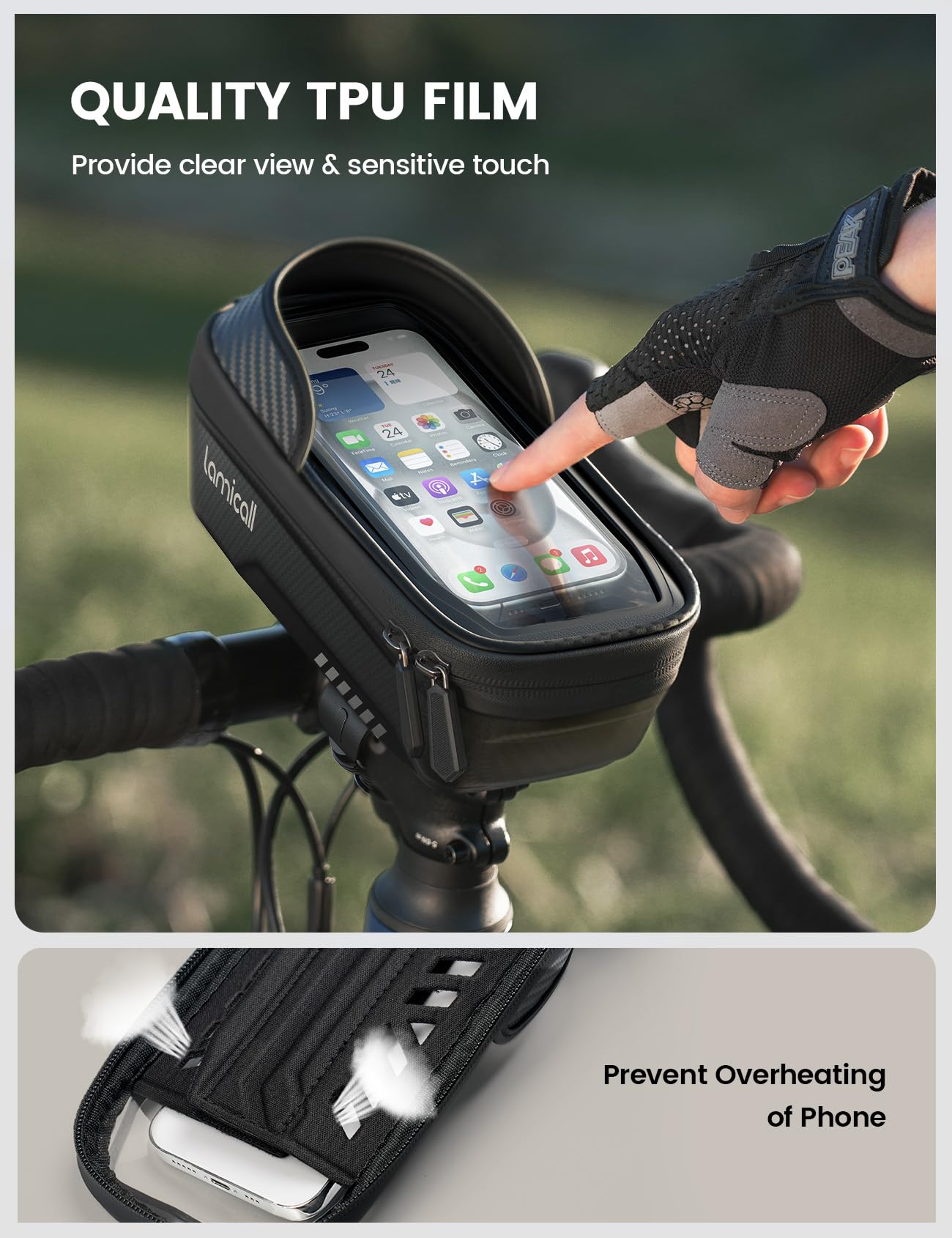 Lamicall Bike Frame Bag Waterproof - [Quick Install & Remove] 1.3L Bike Phone Bag with Sensitive Touch Screen, Bike Phone Holder with Rain Cover, Bicycle Top Tube Bag, Bike Accessories for Phones 4-7" 🍁 All In One Marketplace Canada