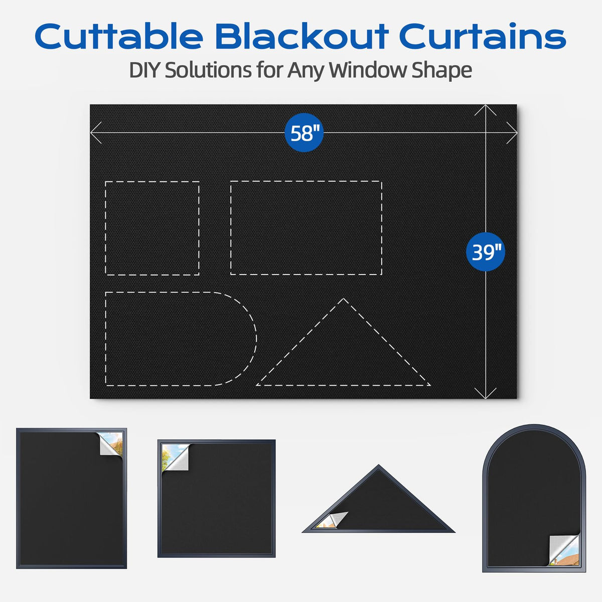 Blackout Curtains for Bedroom, 39" x 58" Portable Blackout Blinds with 20 Sets Hooks & Loops Strips for 100% Blackout Window Film, Temporary Blackout Shades for Windows Cover Nursery Travel RV- Black 🍁 All In One Marketplace Canada