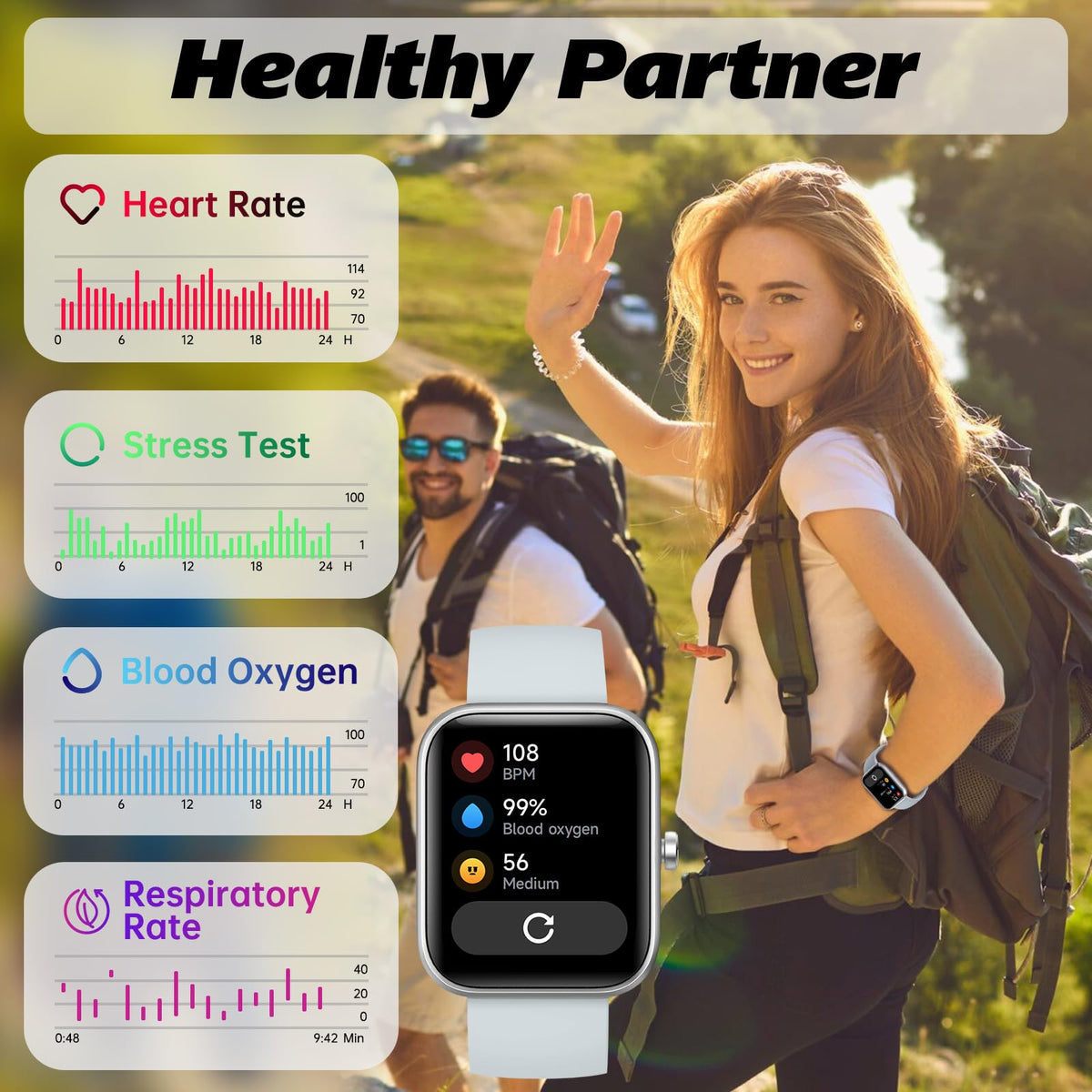 Smart Watch for Men Women with Bluetooth Call, Alexa Built-in, Heart Rate & Sleep Monitor, 1.83" DIY Dial Fitness Watch with 100+ Sport Modes, IP68 Waterproof, Compatible with Android iOS 🍁 All In One Marketplace Canada