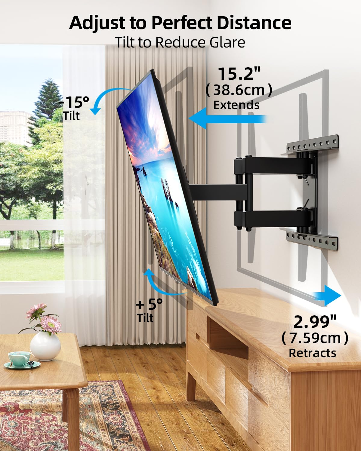 HOME VISION Full Motion TV Wall Mount for Most 32-85 inch TVs up to132 lbs, TV Mount Swivel and Tilt with Dual Articulating Arms, Wall Mount TV Bracket Max VESA 600x400mm, Fits 8" 12" 16" Wood Studs 🍁 All In One Marketplace Canada