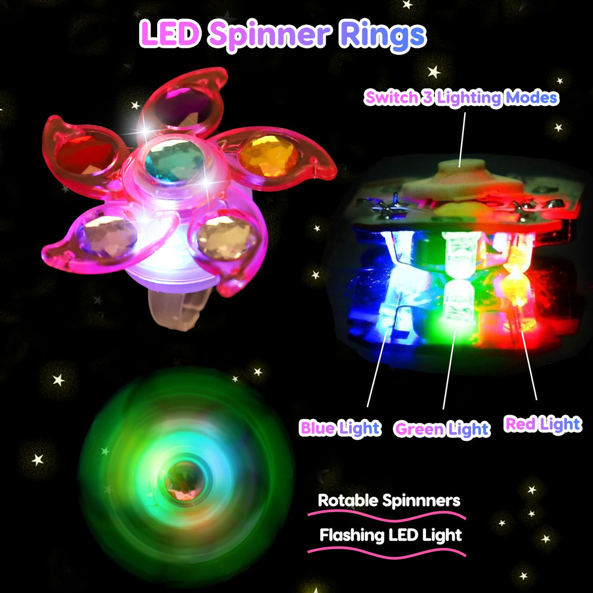 24PCS LED Light Up Fidget Spinner Rings Birthday Party Bag Fillers Glow Party Favors Bulk for Kids 4-8 8-12, Goodie Treat Bag Stuffers Pinata Fillers Carnival Prizes Classroom Treasure Box Toys 🍁 All In One Marketplace Canada