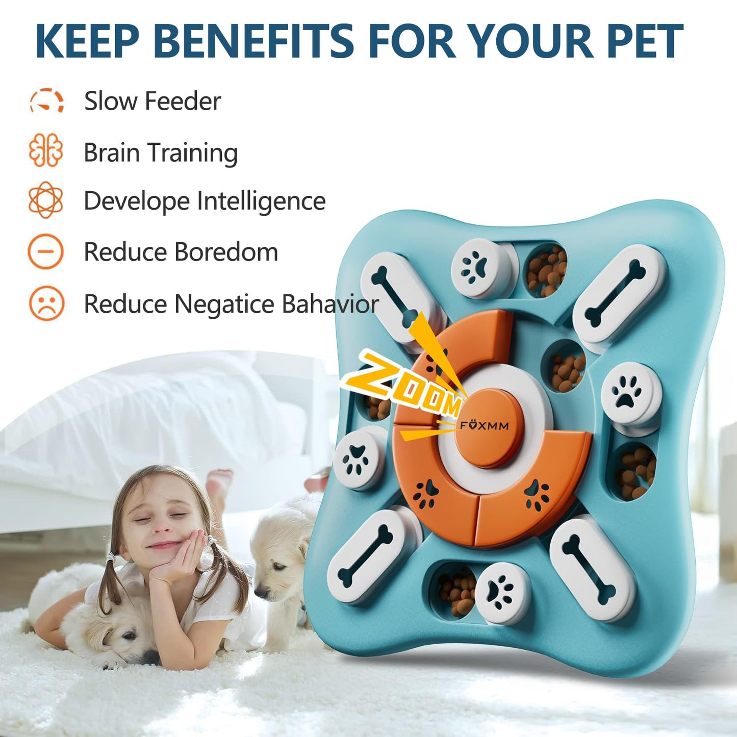 FOXMM Interactive Dog Treat Puzzle Toys for IQ Training & Mental Stimulating,Fun Slow Feeder,Large Medium Small Dogs Enrichment Toys with Squeak Design 🍁 All In One Marketplace Canada