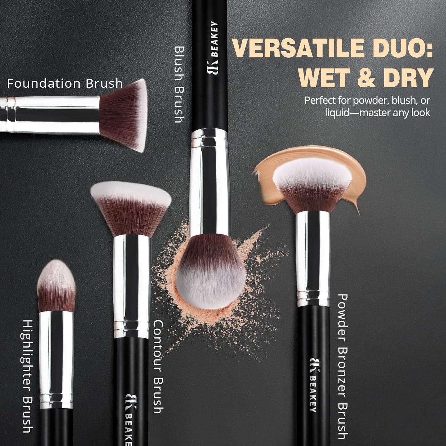 BEAKEY Makeup Brush Set Professional for Eye and Face, Foundation Blending, Eyeshadow, Concealer, Eye Shadow with 2 Blender Sponge, Paper Case 🍁 All In One Marketplace Canada
