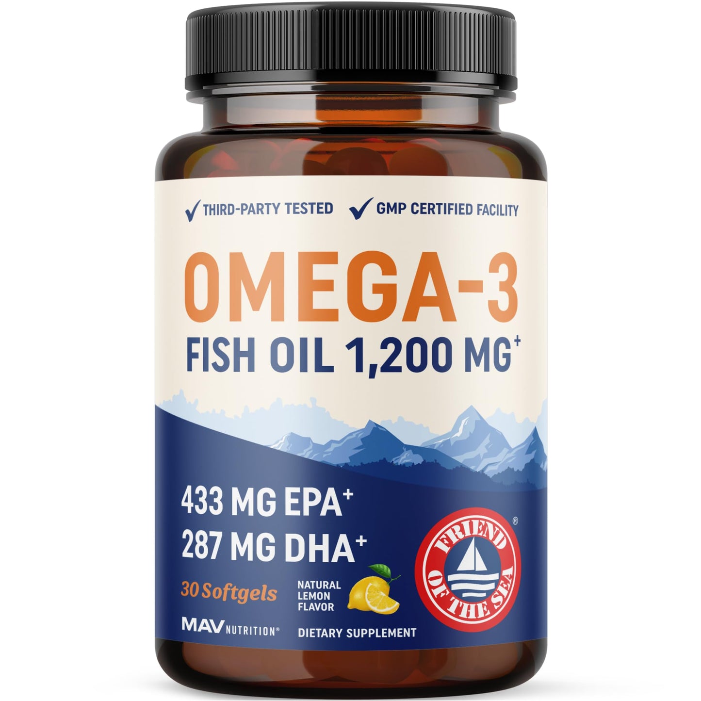 Triple Strength Omega 3 Fish Oil 1200 mg | EPA & DHA | Wild Caught, Sustainably Sourced Omega-3 Fatty Acids | Premium Burpless Fish Oil Supplements | Clean Label Certified, Third-Party Tested | 30 Ct 🍁 All In One Marketplace Canada