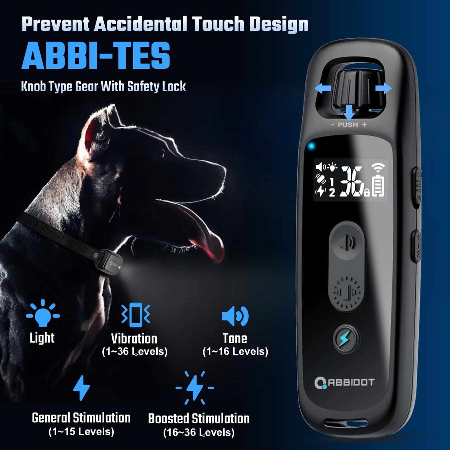 ABBIDOT 3300 Ft Dog Training Collar with Remote - [New Version] Shock Collar, 5 Training Modes, 88 Levels e Collar, Waterproof Training Collar for Small Medium Large Dogs(15~120 lbs) 🍁 All In One Marketplace Canada