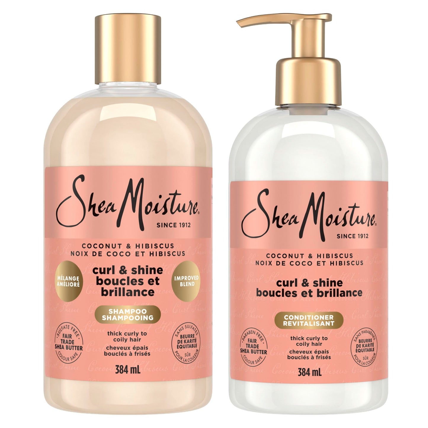 Shea Moisture Coconut & Hibiscus Curl & Shine Gift Set with Shampoo & Conditioner for Thick, Curly Hair 384 ml (Pack of 2) 🍁 All In One Marketplace Canada