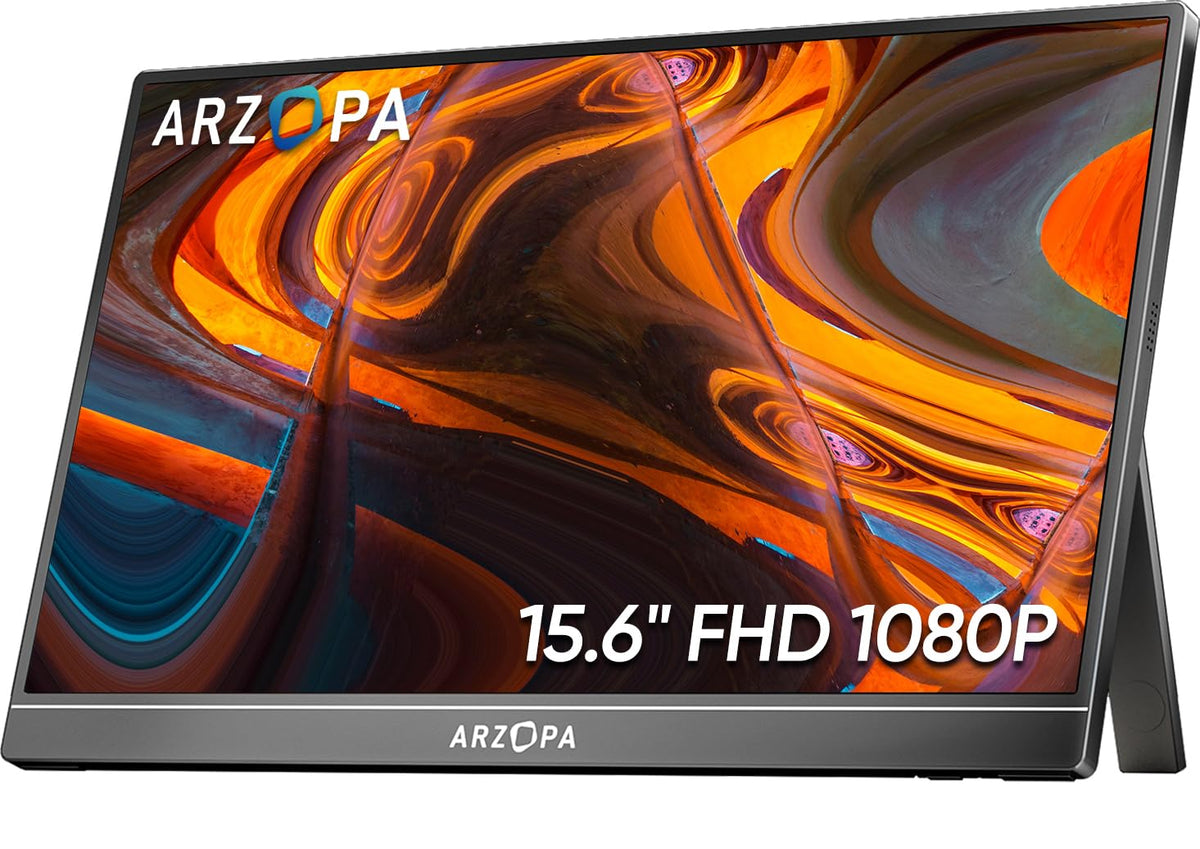 ARZOPA Portable Monitor 15.6'' FHD 1080P Kickstand Portable Laptop Monitor IPS Computer External Screen USB C HDMI Display for PC MAC Phone Xbox PS5 - A1 🍁 All In One Marketplace Canada