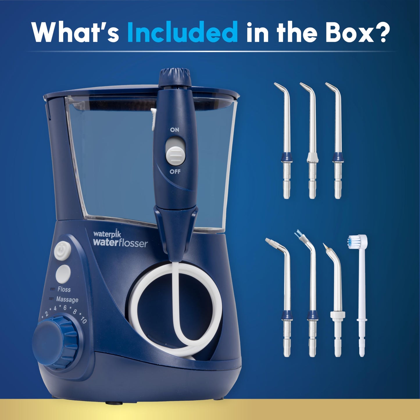 Waterpik Aquarius Water Flosser For Teeth Cleaning, Gums, Braces, Dental Care, Electric Power With 10 Settings, 7 Tips For Multiple Users & Needs, CDA Validated, Blue WP-663, Packaging May Vary 🍁 All In One Marketplace Canada