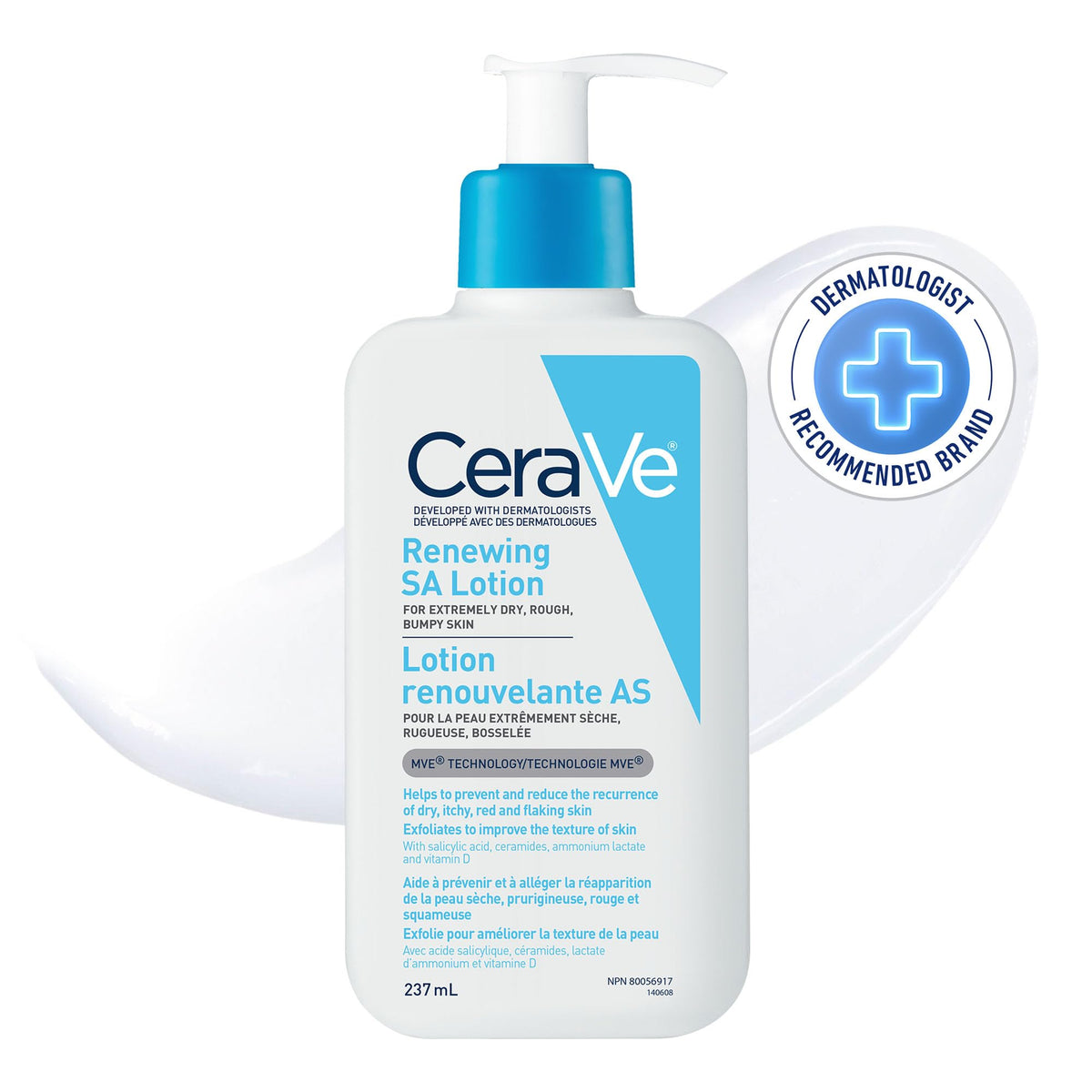 CeraVe SALICYLIC ACID Lotion, Renewing SA Exfoliating Body Lotion for Dry, Rough & Bumpy Skin, Psoriasis, Keratosis Pilaris, Itching & Flaking. With Lactic Acid, Hyaluronic Acid, Fragrance Free, 237ML 🍁 All In One Marketplace Canada