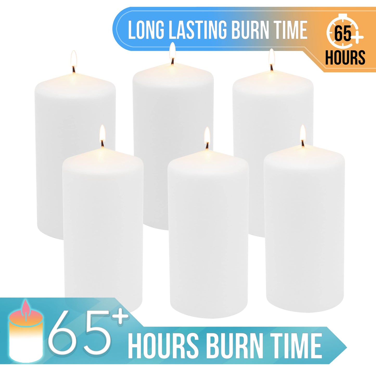 Stonebriar Unscented White Tall Pillar Candles, 65 Hour Burning Candle Pillars, Perfect for Decor, Weddings, Emergencies 3" X 6", 6 Count 🍁 All In One Marketplace Canada