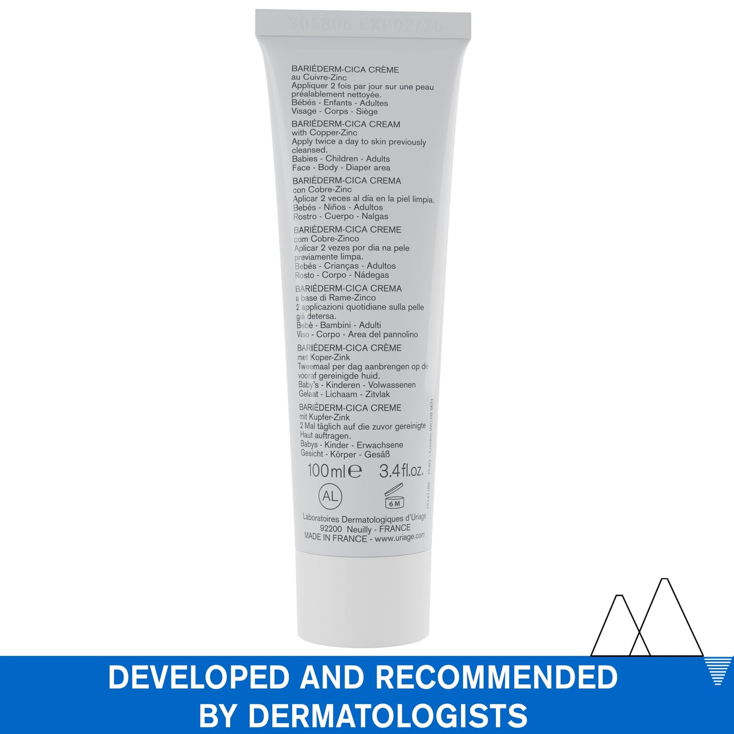 Uriage Bariéderm-CICA Repair Cream With Copper-Zinc & Hyaluronic Acid - Multi-Purpose Cream For Marks, Weakened & Irritated Skin - Face & Body Moisturizer For The Whole Family - 100ml 🍁 All In One Marketplace Canada