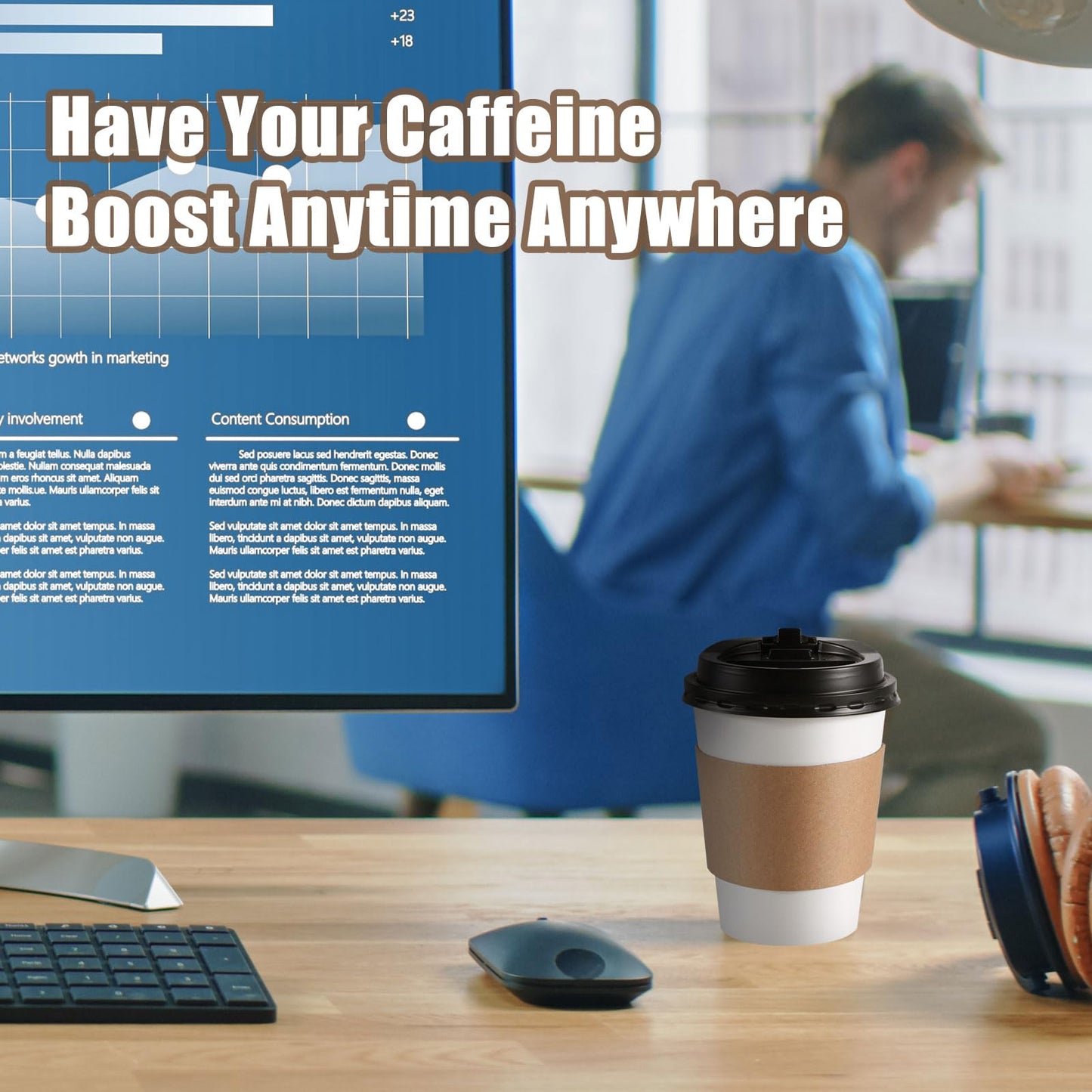 120 Pack Paper Coffee Cups Disposable Paper Party Cups Bulk to Go Hot/Cold Beverage Drinking Cups with Lids, Sleeves, Straws Paper Cups Bundle for Party Travel Home Restaurant Cafe (White, 12 oz) 🍁 All In One Marketplace Canada