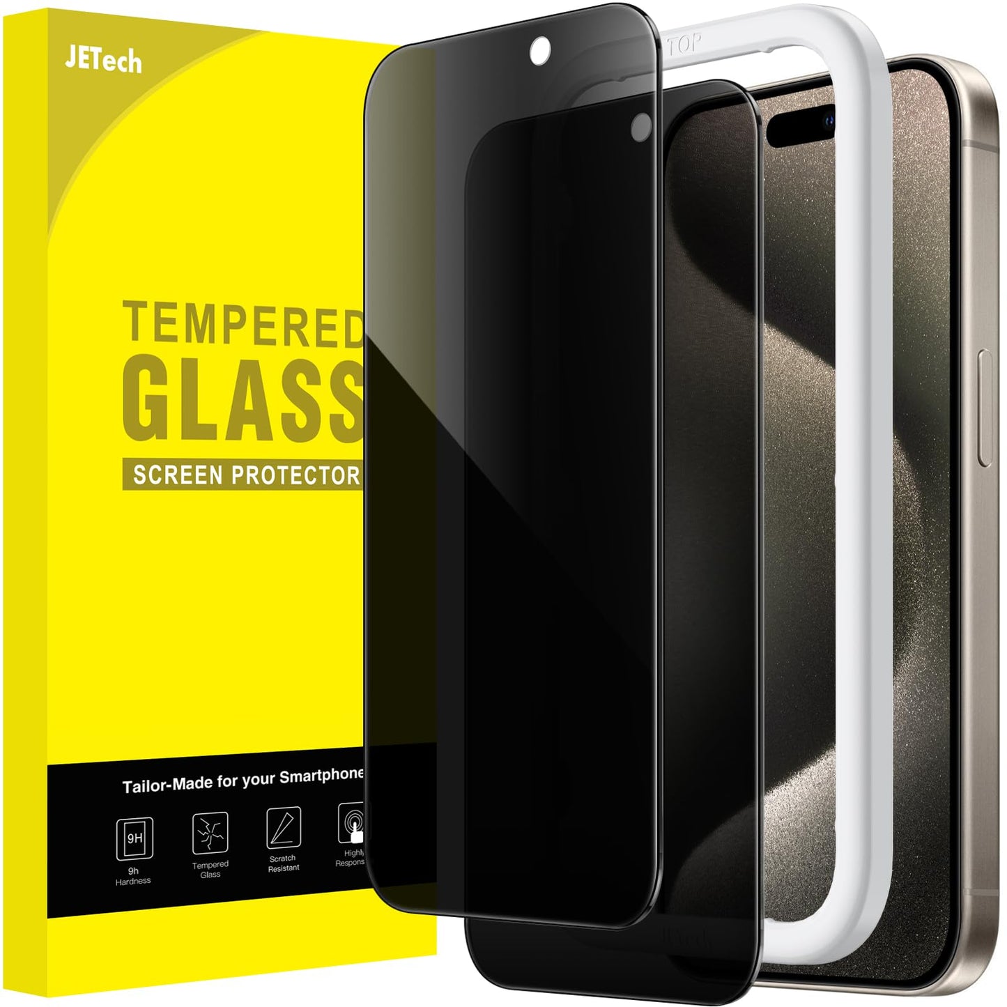 JETech Privacy Screen Protector for iPhone 15 Pro Max 6.7-Inch, Anti-Spy Tempered Glass Film with Easy Installation Tool, 2-Pack 🍁 All In One Marketplace Canada