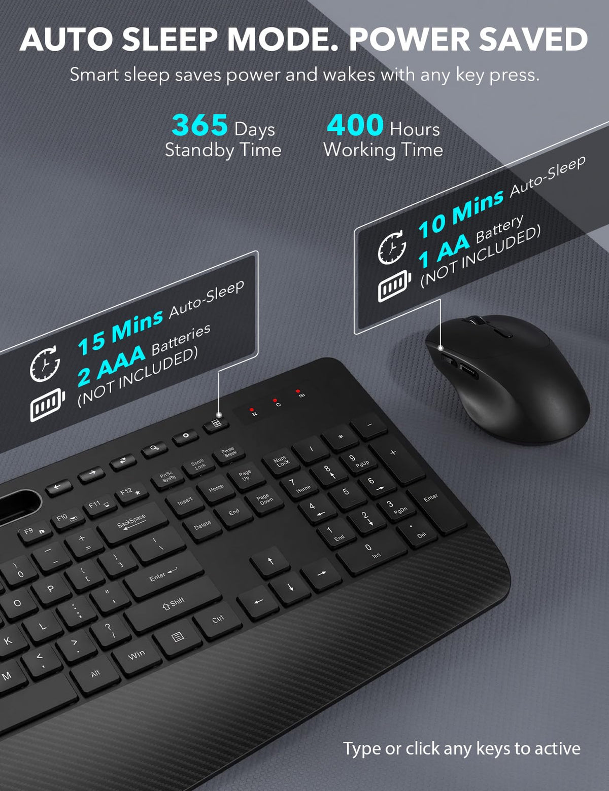 Wireless Keyboard and Mouse Combo - Full-Sized Ergonomic Keyboard with Wrist Rest, Phone Holder, Silent 2.4GHz Cordless Keyboard Mouse for Computer, Laptop, PC, Mac, Windows (Black, 1 Pack) 🍁 All In One Marketplace Canada