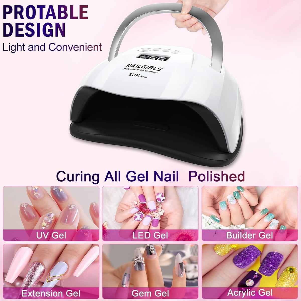 UV LED Nail Lamp, NAILGIRLS 168W Fast UV Light for Nails Gel Polish, Professional Curing with 4 Timer Setting Auto Sensor, LED Gel Nail Dryer for Fingernail and Toenail Home Salon Use, Nail Art Tools 🍁 All In One Marketplace Canada