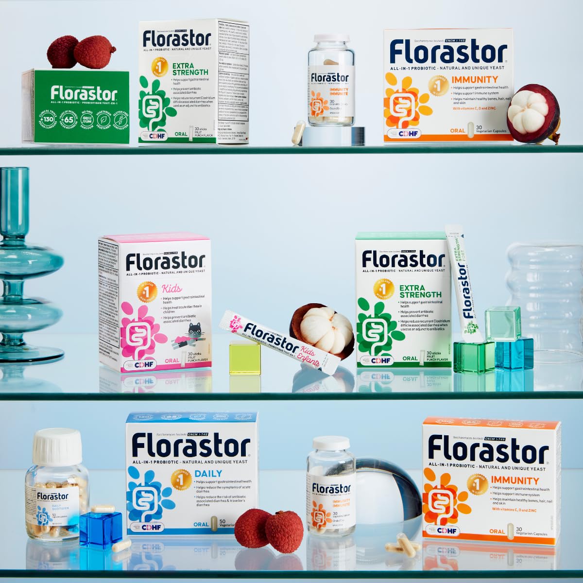 Florastor - Saccharomyces Boulardii CNCM I-745 - Daily All in One Probiotic - Gut Health & Digestive Support - Supports Immune System - The 1 Probiotic in class Worldwide - For Adults & Family (50 count (Pack of 1)) 🍁 All In One Marketplace Canada