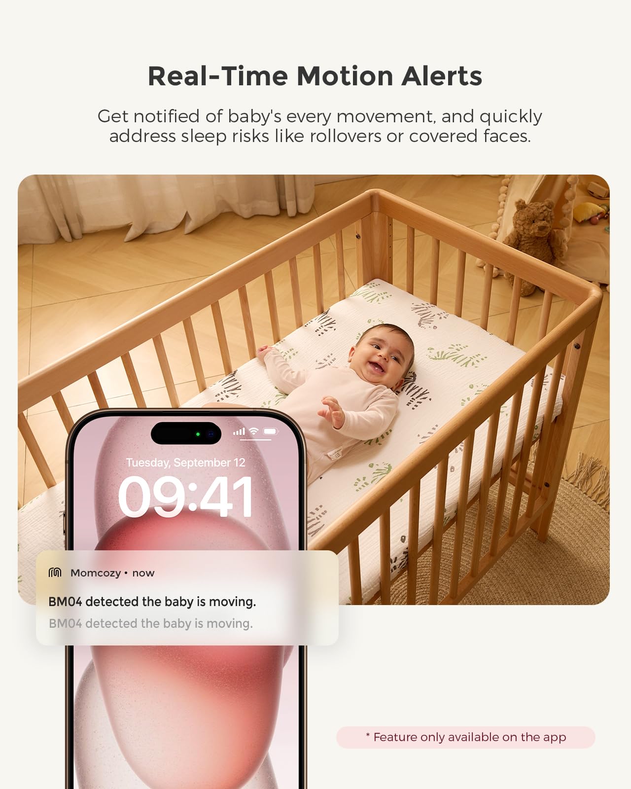 Momcozy Smart WiFi Baby Monitor with Camera and Audio, 5" 1080P Screen with Wall Mount, Motion & Cry Detection, Safe Fence,Clear Night Vision, 5000mAh Battery, 2-Way Talk, Photo & Video Recording,BM04 🍁 All In One Marketplace Canada