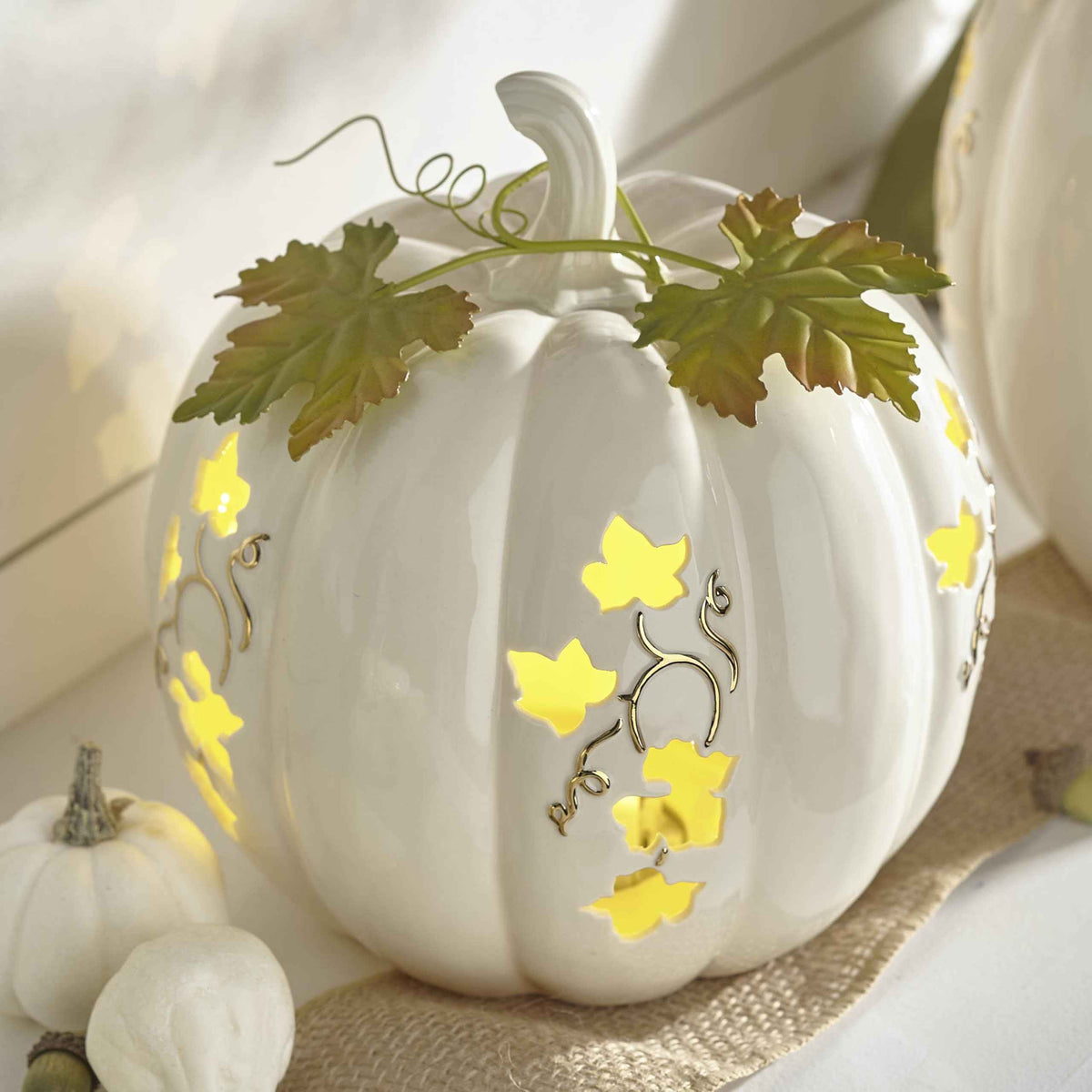 Lenox 883397 Lighted Pumpkin Medium Centerpiece, Halloween