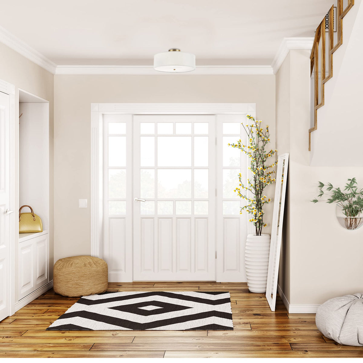 Globe Electric 60998 Kyle 2-Light Flush Mount Ceiling Light, Matte Brass, White Linen Shade 🍁 All In One Marketplace Canada